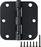 18 Pack Ball Bearing Round Matte Black Door Hinges 3.5 Inch 5/8" Radius Anti Squeak Interior 3-1/2"Flat Bifold Standard Bedroom Indoor for Doors 3 ½" Hardware Essentials House Home Decor Accessories