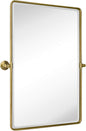 TEHOME 27 x 35'' Gold Pivot Mirror Brushed Champagne Gold Tilt Rectangle Bathroom Mirror Tilting Beveled Vanity Mirrors for Wall