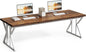 LITTLE TREE 78.7 Inch Large Executive Desk, Modern Computer Office Desk, Wooden Writing Desk Study Table for Home Office, Rustic Brown-White