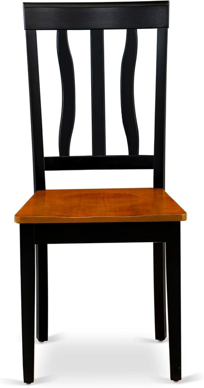 East West Furniture HLAN5-BCH-W 5 Piece Dining Table Set for 4 Includes a Round Kitchen Table with Pedestal and 4 Dining Room Chairs, 42x42 Inch, Black & Cherry