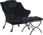 Plush Lazy Chair and Ottoman, Large Contemporary Accent Lounge Chair with Armrests and a Side Pocket, Modern Leisure Upholstered Sofa Reading Armchair with Footrest for Bedroom, Living Room