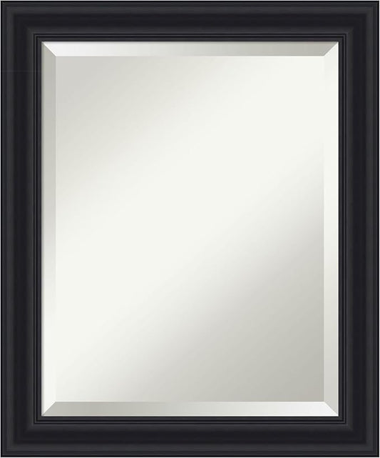 Amanti Art Black Bathroom Mirror for Over Sink, 24x20 Dalat Black Rectangle Vanity Mirror, Small Traditional Frame, Hangs Horizonally and Vertically, Bathroom Wall Decor, Beveled Edge