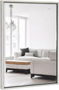 Hamilton Hills 30x40 inch Polished Silver Metal Framed Wall Mounted Mirror - Large Rectangular Bathroom Mirror - 1/2 inch Floating Frame Vanity Nickel Glass - Hangs Horizontal or Vertical