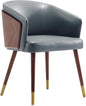 Manhattan Comfort Reeva Modern Dining Chair Upholstered in Tight Fit Leatherette, Accent Furniture with Solid Beech Wood Frame & Legs with Stylish Gold Tips, Graphite Grey