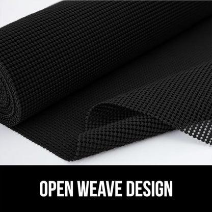 GORILLA GRIP powerGRIP Drawer Shelf and Cabinet Liner, Thick Strong Hold, Non-Adhesive Liners Protect Kitchen Cabinets and Cupboard, Bathroom Drawers, Easy Install, Breathable Mat, 20" x20', Black
