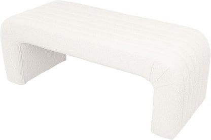 HomePop Arch Channel Bench|Bench for Living Room & Bedroom | Decorative Home Furniture - Cream Boucle