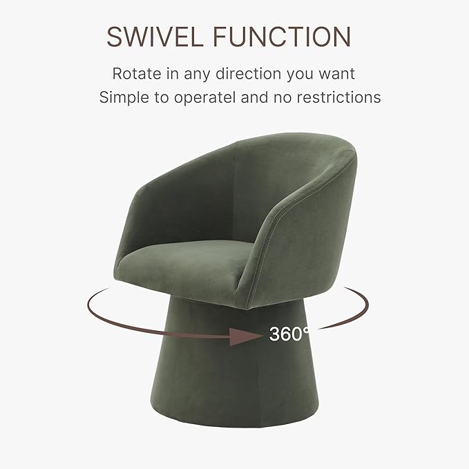 Swivel Dining Chairs Modern Accent Armchair Side Deskchair for Diningroom Vanity Bedroom Livingroom Reading Room,Green,2 Box