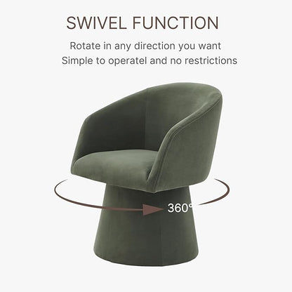 Swivel Dining Chairs Modern Accent Armchair Side Deskchair for Diningroom Vanity Bedroom Livingroom Reading Room,Green,2 Box