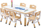 Kids Table and Chair Set Height-Adjustable Toddler & 6-Chair Set with Graffiti-Proof Desktop, Non-Slip Legs – Arts/Crafts Activity Table for Daycare Classrooms Ages 2-12