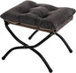 HollyHOME 15"(H) Folding Footrest Stool, Upholstered Small Foldable Ottoman, Accent Padded Sofa Foot Stool for Lazy Chair, Metal Frame Portable Foot Rest Ottoman for Living Room, Bedroom, Smoky Grey