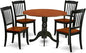 East West Furniture DLDA5-BCH-W 5 Piece Dining Table Set for 4 Includes a Round Kitchen Table with Dropleaf and 4 Kitchen Dining Chairs, 42x42 Inch, Black & Cherry