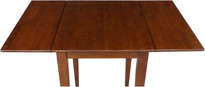 IC International Concepts, Small Drop Leaf Dining Table with Dual 9" Drop Leaf, Solid Real Wood, Sturdy Parawood, Dimensions 36"W x 22"D x 29"H, Espresso