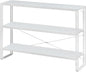 HCHQHS Bookshelf, 3-Tier Industrial Bookcase, White Open Book Shelf, Freestanding Horizontal Bookshelves with Metal Frame