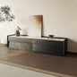 POVISON Fully-Assembled Mid Century TV Stand with Adjustable LED Light, Glossy Sintered Stone Media Console, Entertainment Center with Storage for Living Room
