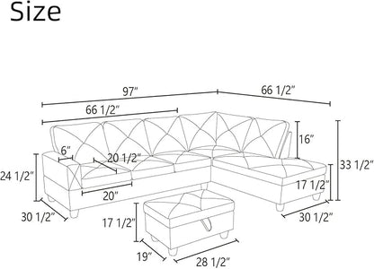 NAYSAYE L Shaped Couch, Modular Sectional Couch with Ottoman Storage, Modern Lounge Sofa Convertible Sectional Couches for Living Room, Apartment, Brown