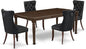 East West Furniture DODA5-MAH-12 5 Piece Dining Table Set Includes a Rectangle Wooden Table with Butterfly Leaf and 4 Polyester Fabric Upholstered Chairs, 42x78 Inch, Mahogany