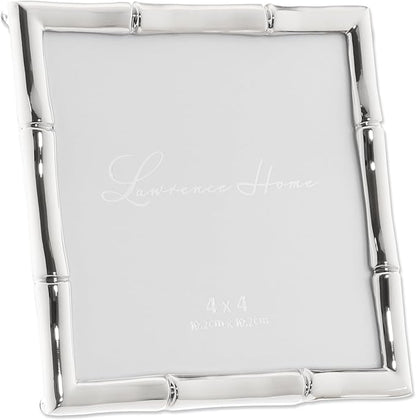 Lawrence Frames Bamboo Design Metal Frame, 4x4, Silver