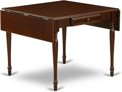 East West Furniture MZDO3-MAH-W 3 Piece Dining Room Furniture Set Contains a Rectangle Kitchen Table with Dropleaf and 2 Dining Chairs, 36x54 Inch, Mahogany