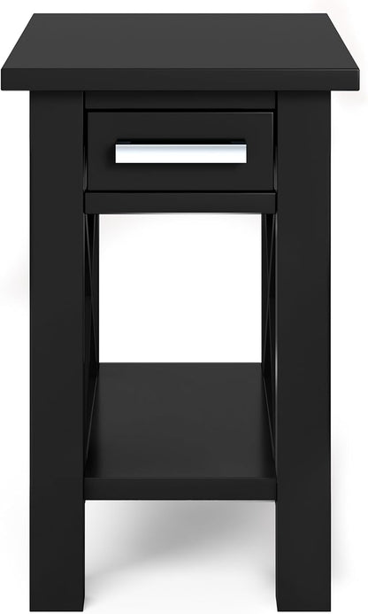 SIMPLIHOME Kitchener SOLID WOOD 14 inch Wide Rectangle Contemporary Narrow Side Table in Black for the Living Room and Bedroom