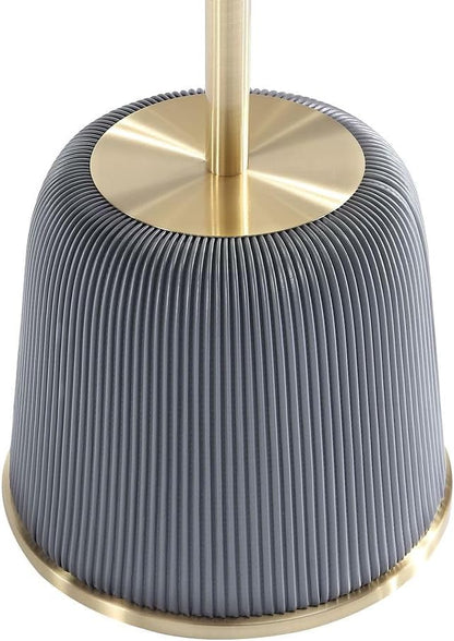 Manhattan Comfort Anderson Modern 15.75" Round End Tables 1.0 - Elegant Leatherette Upholstered Base with Pleated Design & Gold Steel Tabletop, Fully Assembled Accent Furniture, Set of 2, Grey