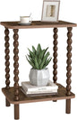 2-Tier End Table,Vintage Side Table,Solid Wood Bedside Table with Storage Rack,for Living Rooms, bedrooms, and Narrow Spaces (Rustic Brown)