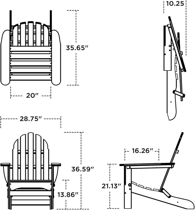 POLYWOOD AD5030PB Classic Folding Adirondack Chair, 35.00" x 29" x 35.00", Pacific Blue