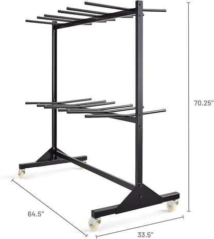 Safco 2 Tier Folding Chair Cart, Heavy Duty Powder Coated Storage Cart, Holds 84 Chairs, Commercial-Grade Steel, Black