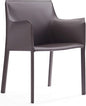 Manhattan Comfort Paris Modern Saddle Leather Dining Chairs, Metal Frame, Comfortable Padded Seat, Fully Assembled Armchair Accent Furniture, Set of 2, Grey