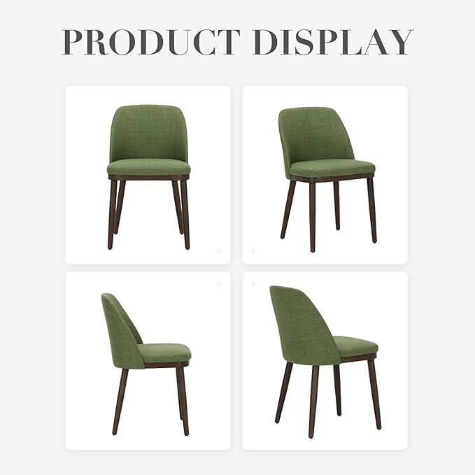 COLAMY Upholstered Dining Chairs Set of 2, Modern Kitchen Chairs with Back, Leather Side Dining Room Chairs with Wood Legs for Kitchen Dining Room Restaurant,Green