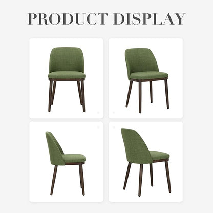 COLAMY Upholstered Dining Chairs Set of 2, Modern Kitchen Chairs with Back, Leather Side Dining Room Chairs with Wood Legs for Kitchen Dining Room Restaurant,Green