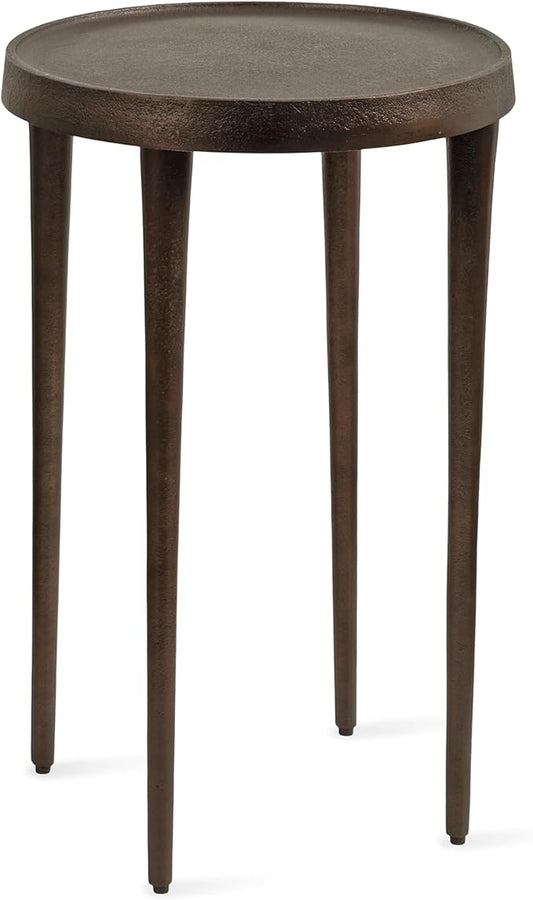 Kate and Laurel Rava Modern Metal Round Side Table, 14 x 14 x 22, Bronze, Cast Aluminum Accent Table for Use as Indoor Plant Stand or Living Room Decor Piece