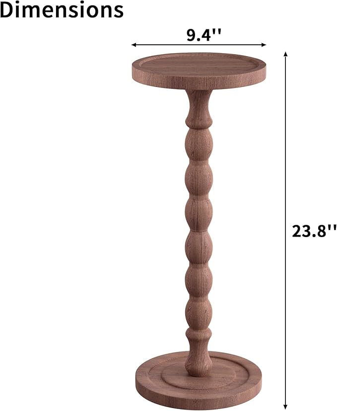 Solid Wood Drink Table, Rubber Wood‌ Small Round Side Table for Small Spaces, Martini Tables, Pedestal End Tables for Living Room, Bedroom, Corners and Office (Purple, 9.4 inch)