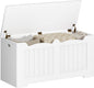 39.4" Storage Chest, Storage Bench Trunk with 2 Safety Hinges, Wooden Box, Lift-Top Chest Organizer, Shoe Bench for Entryway, Bedroom, Living Room, White 01003XSB
