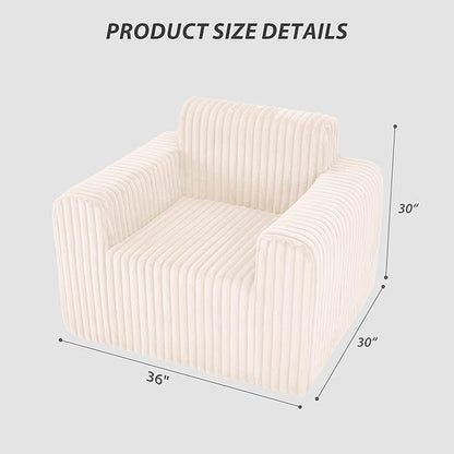 Giant Bean Bag Chair for Adults, Non-Slip Floor Sofa with High Backrest & Wider Armrest, Upgrade Whole Sponge Bean Bag Sofa Couch for Bedroom Living Room(Large,Beige,Stripe Plush)