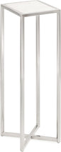 Kate and Laurel Jaspur Modern Glam Drink Table, 7 x 7 x 21, White and Silver, Decorative Metal and Marble Accent Martini Cocktail Table for Display and Storage
