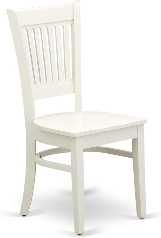 East West Furniture HLVA5-LWH-W 5 Piece Dining Room Furniture Set Includes a Round Kitchen Table with Pedestal and 4 Dining Chairs, 42x42 Inch, Linen White