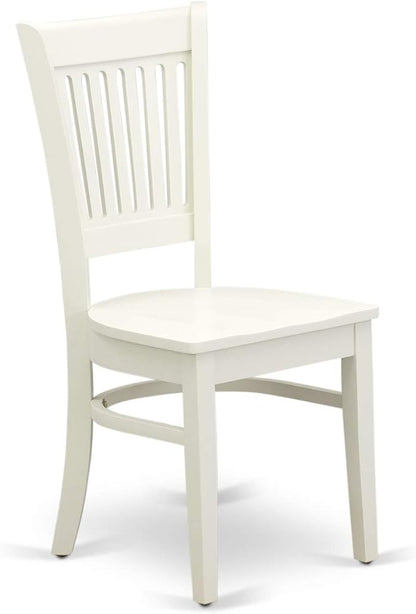 East West Furniture HLVA5-LWH-W 5 Piece Dining Room Furniture Set Includes a Round Kitchen Table with Pedestal and 4 Dining Chairs, 42x42 Inch, Linen White