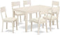 East West Furniture CAAD7-LWH-LC 7 Piece Dining Table Set Consist of a Rectangle Wooden Table and 6 Faux Leather Dining Room Chairs, 36x60 Inch, Linen White