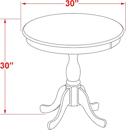East West Furniture ESEN3-BCH-69 3 Piece Kitchen Table & Chairs Set Contains a Round Dining Room Table with Pedestal and 2 Black Faux Leather Parson Dining Chairs, 30x30 Inch, Black & Cherry
