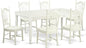 East West Furniture DOVE7-LWH-W 7 Piece Dining Table Set Consist of a Rectangle Dining Room Table with Butterfly Leaf and 6 Wooden Seat Chairs, 42x78 Inch, Linen White