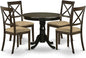 East West Furniture HLBO5-CAP-C 5 Piece Dining Room Furniture Set Includes a Round Dining Table with Pedestal and 4 Linen Fabric Upholstered Chairs, 42x42 Inch, Cappuccino