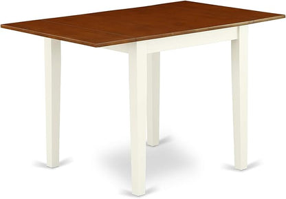 East West Furniture NDAV3-WHI-W 3 Piece Dinette Set for Small Spaces Contains a Rectangle Dining Table with Dropleaf and 2 Dining Room Chairs, 30x48 Inch, Buttermilk & Cherry