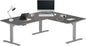 Progressive Desk Height Adjustable Computer Standing Desk - L Shaped 70" x 55" Corner Electric Stand Up Rising Workstation - Gray Oak, Gray Frame