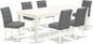 East West Furniture LGAS7-LWH-41 7 Piece Kitchen Table Set Contain A Modern Table and 6 Platinum Gray Polyester Fabric Dining Chairs with Stylish Back- Linen White Finish