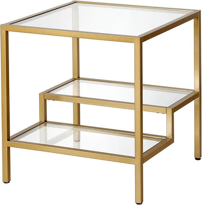 Henn&Hart 20" Wide Square Side Table in Brass, Table for Living Room, Bedroom