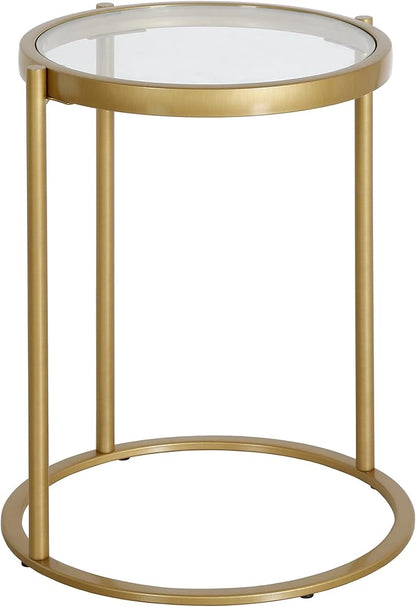 Duxbury 16'' Wide Round Side Table in Brass