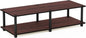 Furinno Just No Tools Dark Cherry Wide Television Stand with Black Tube, Dark Cherry/Black, Wide 41.3"(W)x10.9"(H)x15.6"(D)