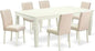 East West Furniture LGAB7-LWH-02 7 Piece Kitchen Table Set Consist of a Rectangle Dining Table with Butterfly Leaf and 6 Light Beige Linen Fabric Parson Chairs, 42x84 Inch, Linen White