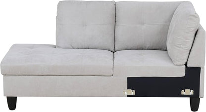 NicBex Sectional Couch 3 Pieces Sofa Set with Right Chaise Flannel L Shaped Cloud Couch for Living Room Furniture Sets with Storage Ottoman, Modular Sofa for Living Room & Apartment, Light Grey