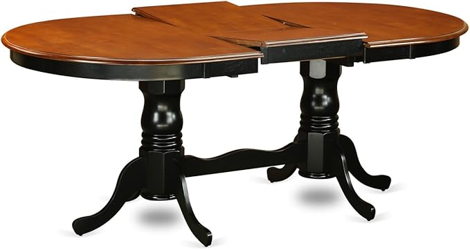 East West Furniture PLKE7-BCH-LC 7 Piece Dining Table Set Consist of an Oval Dinner Table with Butterfly Leaf and 6 Faux Leather Dining Room Chairs, 42x78 Inch, Black & Cherry